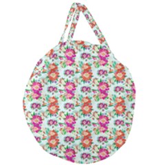 Floral Giant Round Zipper Tote