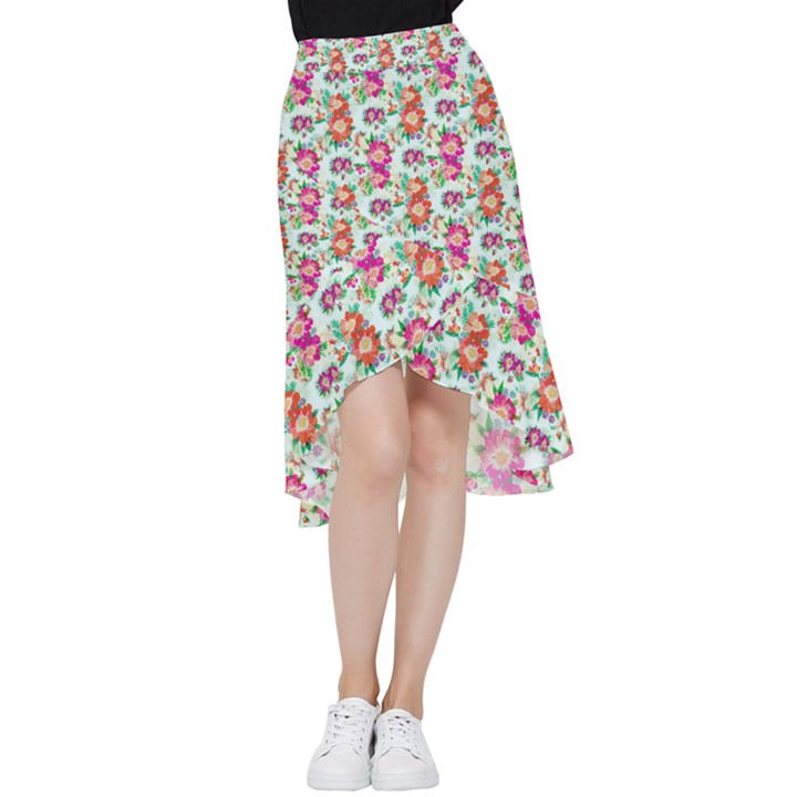 Floral Frill Hi Low Chiffon Skirt