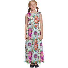 Floral Kids  Satin Sleeveless Maxi Dress by nate14shop