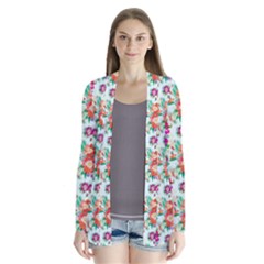 Floral Drape Collar Cardigan