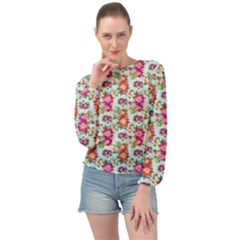 Floral Banded Bottom Chiffon Top by nate14shop