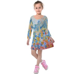 Oil-paint Kids  Long Sleeve Velvet Dress