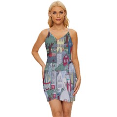 Painting Wrap Tie Front Dress