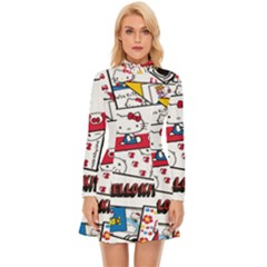 Hello-kitty-002 Long Sleeve Velour Longline Dress