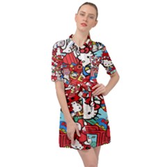 Hello-kitty-003 Belted Shirt Dress by nate14shop