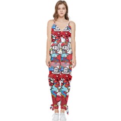 Hello-kitty-003 Sleeveless Tie Ankle Chiffon Jumpsuit by nate14shop