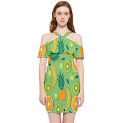 Fruits Shoulder Frill Bodycon Summer Dress