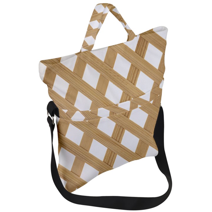 Wooden Fold Over Handle Tote Bag