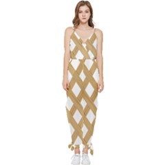 Wooden Sleeveless Tie Ankle Chiffon Jumpsuit by nate14shop