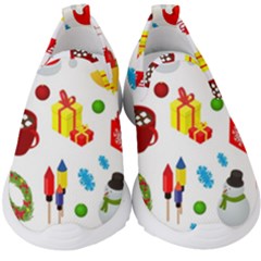 Christmas-celebration-seamless-pattern-background-vector Kids  Slip On Sneakers by nate14shop