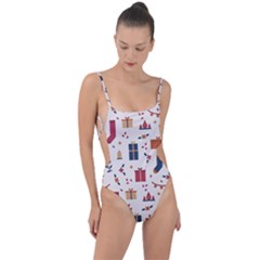 Christmas-gifts-socks-pattern Tie Strap One Piece Swimsuit by nate14shop