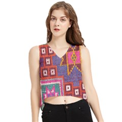 Abstrac-carpet V-neck Cropped Tank Top by nate14shop