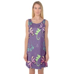 Background-butterfly Purple Sleeveless Satin Nightdress by nate14shop