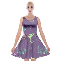 Background-butterfly Purple Velvet Skater Dress by nate14shop