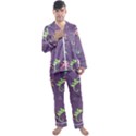 Background-butterfly Purple Men s Long Sleeve Satin Pajamas Set View1