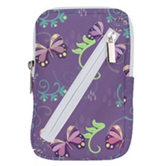 Background-butterfly Purple Belt Pouch Bag (large) by nate14shop