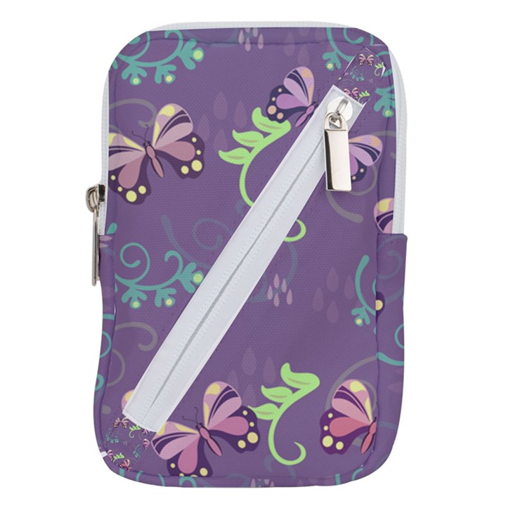 Background-butterfly Purple Belt Pouch Bag (Large)