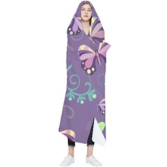 Background-butterfly Purple Wearable Blanket by nate14shop