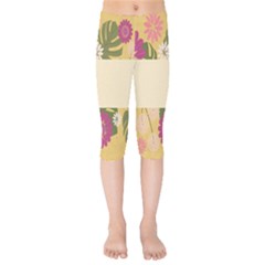 Flowers-mocca Kids  Capri Leggings  by nate14shop