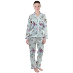 Hd-wallpaper-buterfly Satin Long Sleeve Pajamas Set