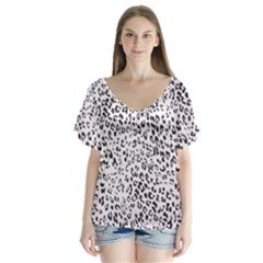 Hd-wallpaper-tiger V-neck Flutter Sleeve Top by nate14shop