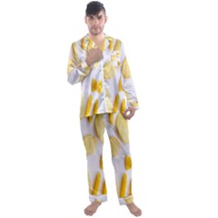 Pasta Men s Long Sleeve Satin Pajamas Set by nate14shop