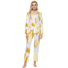 Pasta Womens  Long Sleeve Velvet Pocket Pajamas Set by nate14shop