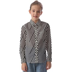 Vector-geometric-lines-pattern-simple-monochrome-texture-with-diagonal-stripes-lines-chevron-zigzag- Kids  Long Sleeve Shirt by nate14shop