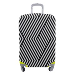 Vector-geometric-lines-pattern-simple-monochrome-texture-with-diagonal-stripes-lines-chevron-zigzag- Luggage Cover (small) by nate14shop