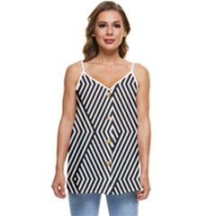 Vector-geometric-lines-pattern-simple-monochrome-texture-with-diagonal-stripes-lines-chevron-zigzag- Casual Spaghetti Strap Chiffon Top by nate14shop