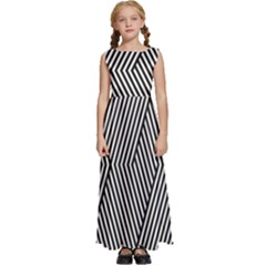 Vector-geometric-lines-pattern-simple-monochrome-texture-with-diagonal-stripes-lines-chevron-zigzag- Kids  Satin Sleeveless Maxi Dress