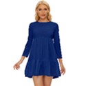 Dark Blue Long Sleeve Babydoll Dress View1