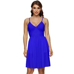 Background-blue V-neck Pocket Summer Dress  by nate14shop