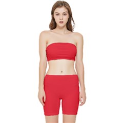 Background-red Stretch Shorts And Tube Top Set by nate14shop