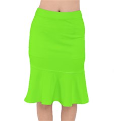 Grass-green-color-solid-background Short Mermaid Skirt by nate14shop