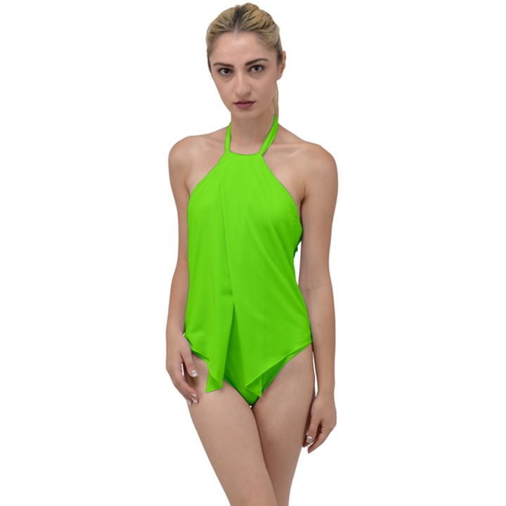 Grass-green-color-solid-background Go with the Flow One Piece Swimsuit