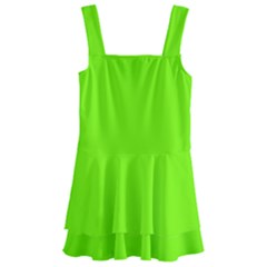 Grass-green-color-solid-background Kids  Layered Skirt Swimsuit by nate14shop