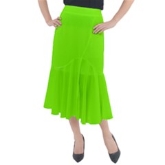 Grass-green-color-solid-background Midi Mermaid Skirt by nate14shop