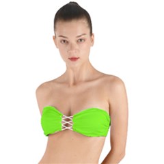 Grass-green-color-solid-background Twist Bandeau Bikini Top by nate14shop