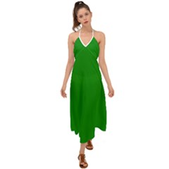 Green Halter Tie Back Dress  by nate14shop