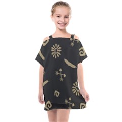 Pattern-dark Kids  One Piece Chiffon Dress