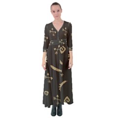 Pattern-dark Button Up Maxi Dress by nate14shop