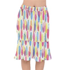 Watercolour-texture Short Mermaid Skirt