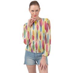 Watercolour-texture Banded Bottom Chiffon Top by nate14shop