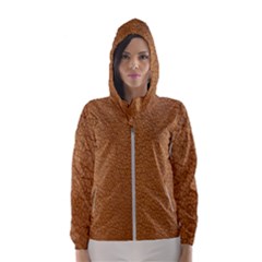 Leather Brown  Women s Hooded Windbreaker by artworkshop