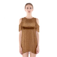 Leather Brown  Shoulder Cutout One Piece Dress by artworkshop