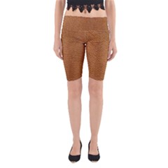 Leather Brown  Yoga Cropped Leggings by artworkshop