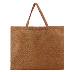 Leather Brown  Zipper Large Tote Bag by artworkshop