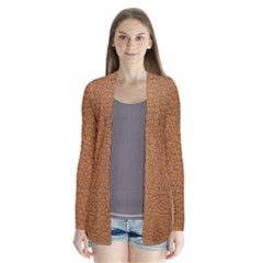 Leather Brown  Drape Collar Cardigan by artworkshop