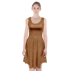 Leather Brown  Racerback Midi Dress by artworkshop